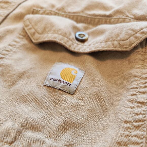 Carhartt S Loose Fit 104369-256 Short Sleeve Tan Chambray Work Shirt 100% Cotton - Picture 5 of 10